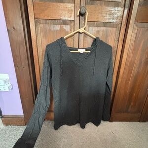 Charcoal V-Neck Hoodie Sweatshirt for Women